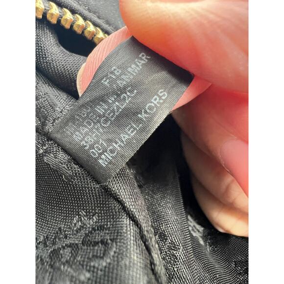 Michael Kors Black Nylon Purse Bag Tote Crossbody or Shoulder Gold Hardware - Picture 11 of 13